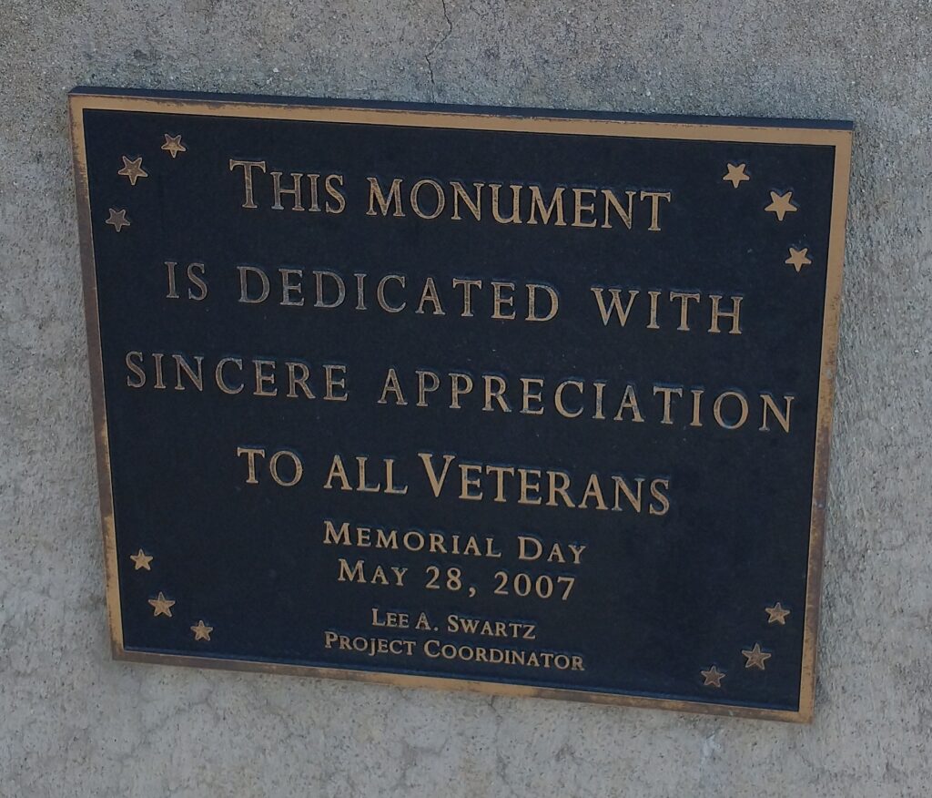 FREMONT ALL VETERANS MEMORIAL FLAGPOLE PLAQUE