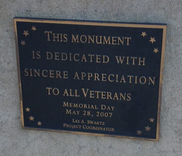 FREMONT ALL VETERANS MEMORIAL FLAGPOLE PLAQUE