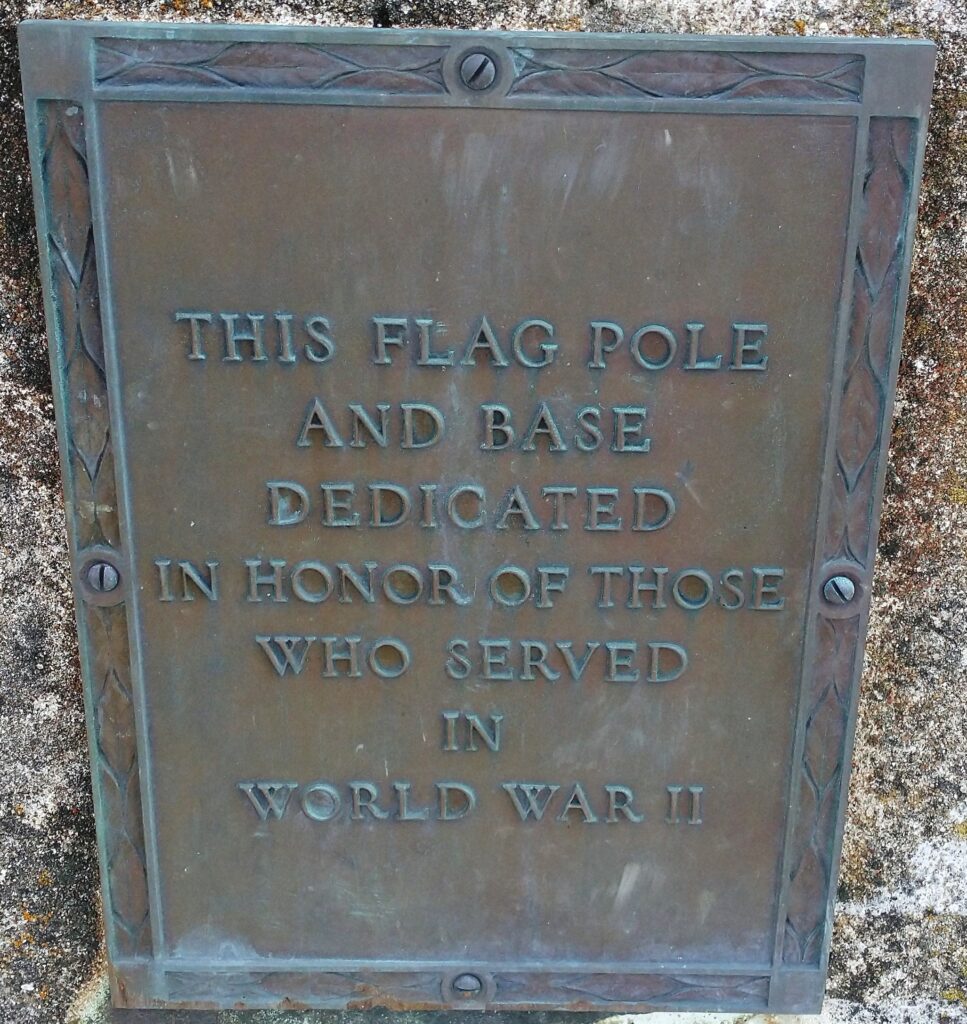 OLD FORT HIGH SCHOOL WORLD WAR II MEMORIAL FLAGPOLE PLAQUE