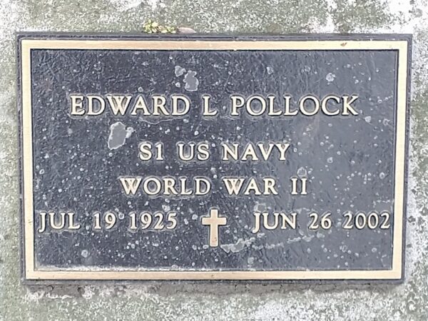 EDWARD L POLLOCK MEMORIAL TREE PLAQUE