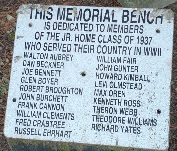 THIS MEMORIAL BENCH WAR MEMORIAL PLAQUE