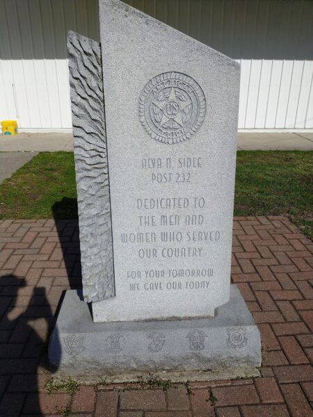 ALVA N. SIDLE POST 232 VETERANS MEMORIAL
