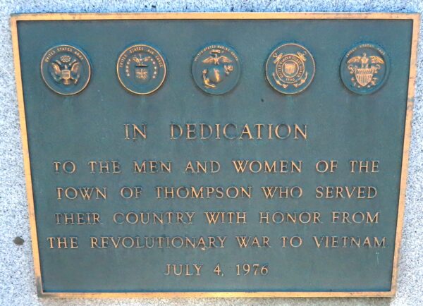 THOMPSON WAR VETERANS MEMORIAL PLAQUE