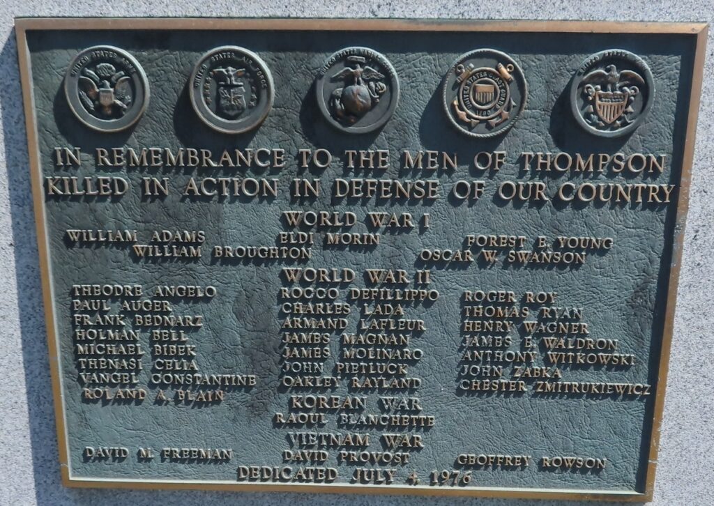 THOMPSON KILLED IN ACTION WAR MEMORIAL PLAQUE