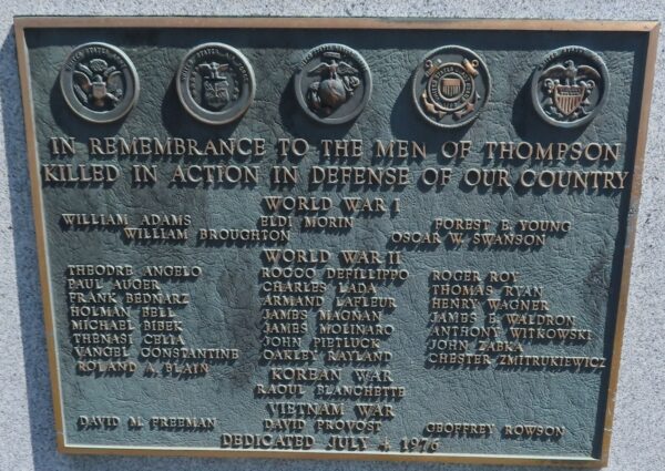 THOMPSON KILLED IN ACTION WAR MEMORIAL PLAQUE
