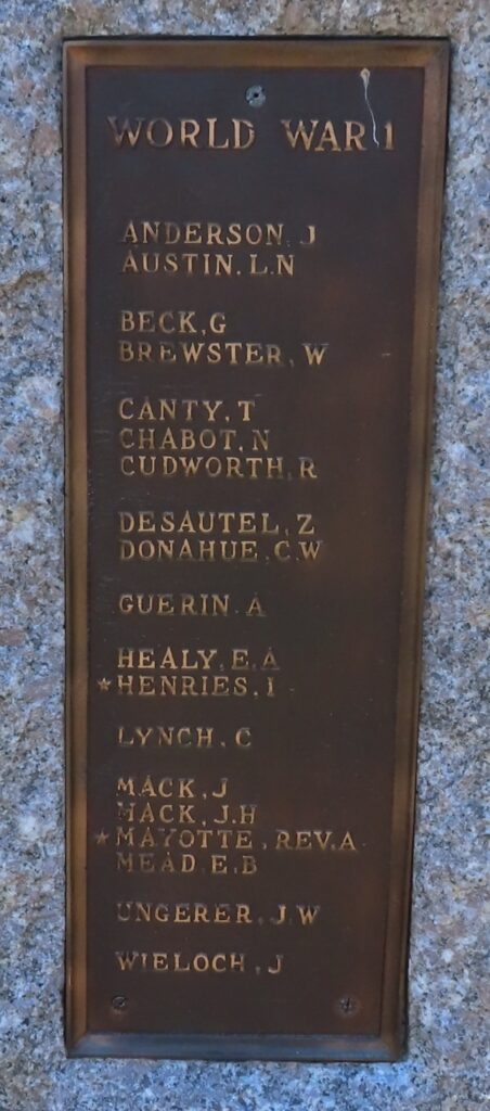 QUINEBAUG HONOR ROLL WORLD WAR 2 MEMORIAL PLAQUE B