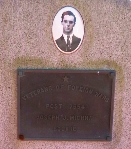 JOSEPH J. MICHNA SQUARE WAR MEMORIAL PLAQUE