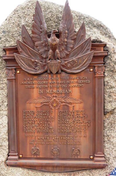 AMERICAN LEGION POST NO 49 WORLD WAR MEMORIAL PLAQUE