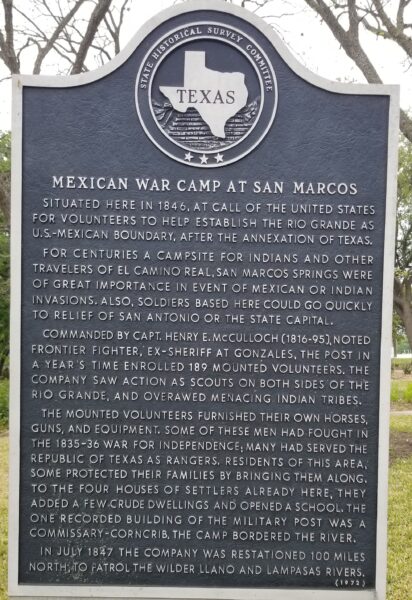 MEXICAN WAR CAMP AT SAN MARCOS MEMORIAL MARKER