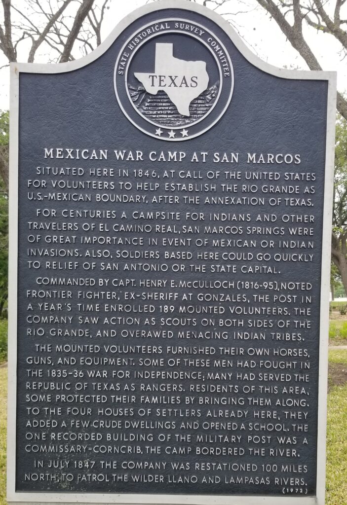 MEXICAN WAR CAMP AT SAN MARCOS MEMORIAL MARKER