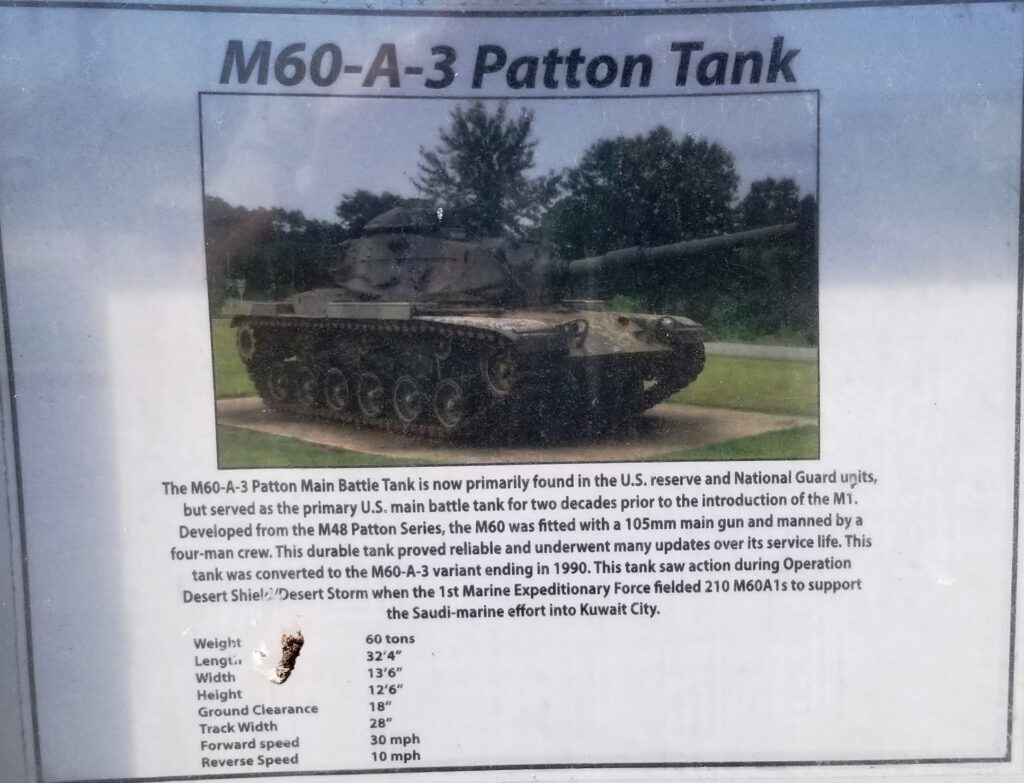M60-A-3 PATTON TANK WAR MEMORIAL PLAQUE