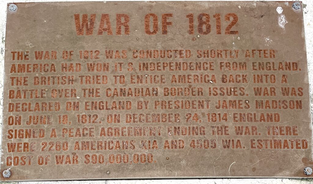 MELBOURNE WAR OF 1812 MEMORIAL PLAQUE