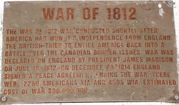 MELBOURNE WAR OF 1812 MEMORIAL PLAQUE