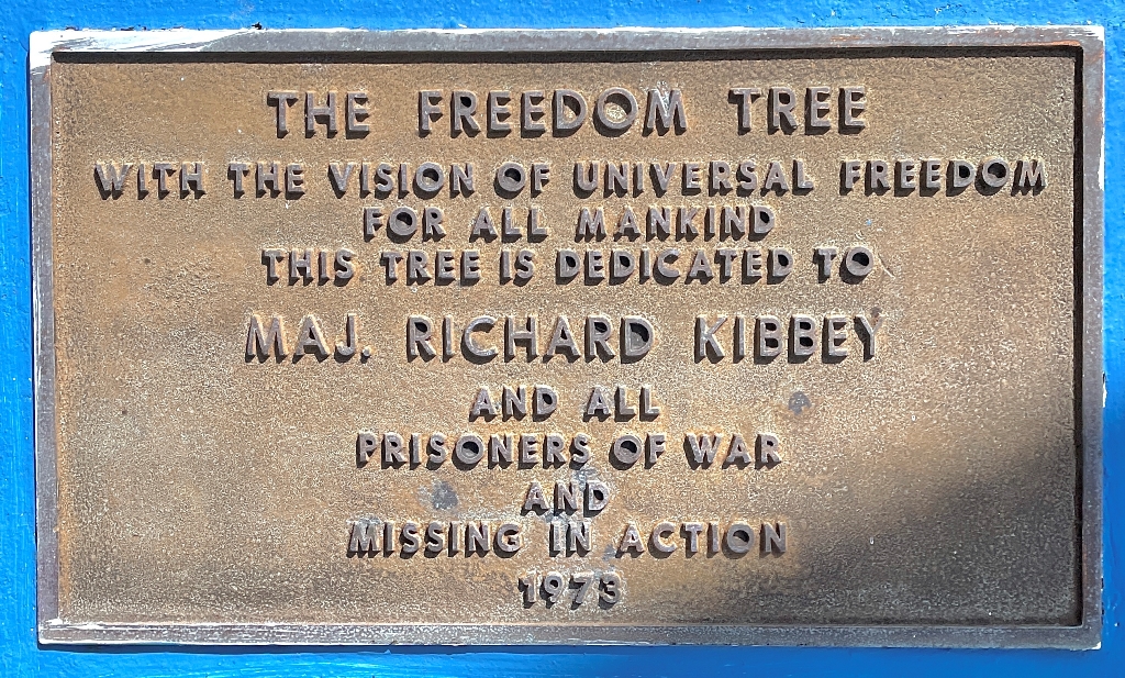 THE FREEDOM TREE MAJ. RICHARD KIBBY WAR MEMORIAL PLAQUE