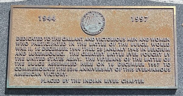 MELBOURNE BATTLE OF THE BULGE MEMORIAL PLAQUE
