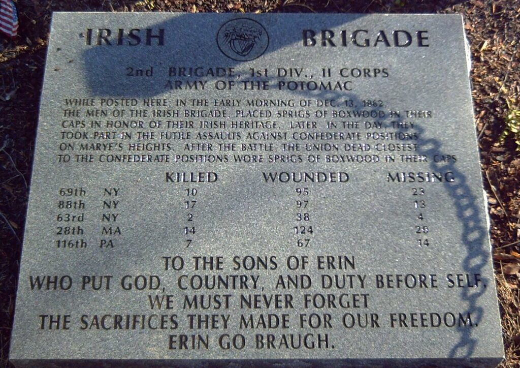 IRISH BRIGADE WAR MEMORIAL STONE A