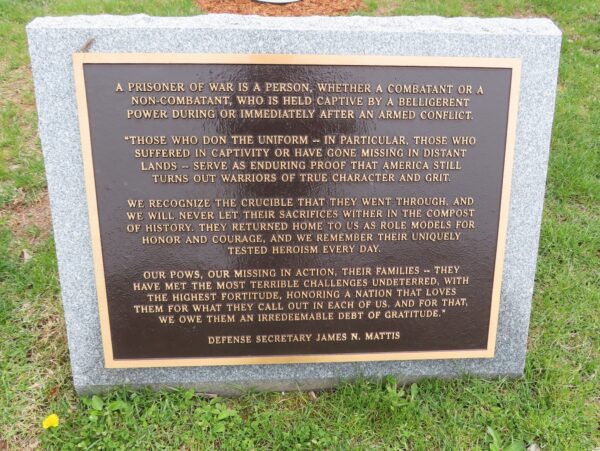 SECAUCUS PRISONER OF WAR MEMORIAL GAZEBO PLAQUE