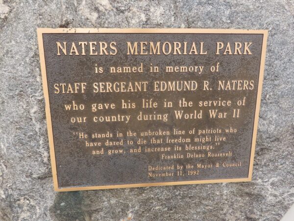NATERS MEMORIAL PARK PLAQUE