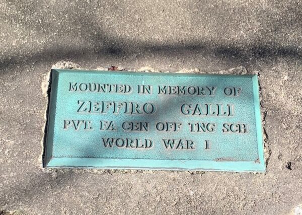 ZEFFIRO GALLI WORLD WAR I MEMORIAL CANNON PLAQUE