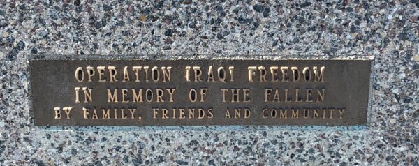 OPERATION IRAQI FREEDOM WAR MEMORIAL BENCH PLAQUE