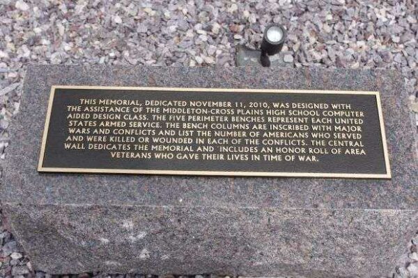 CROSS PLAINS VETERANS MEMORIAL PLAQUE