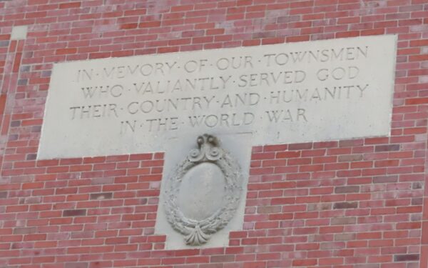IN MEMORY OF OUR TOWNSMEN WAR MEMORIAL SCULPTURED PANEL A