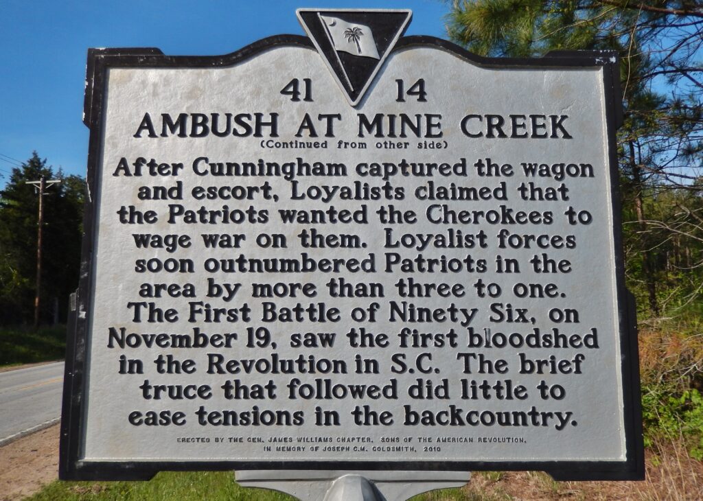AMBUSH AT MINE CREEK WAR MEMORIAL MARKER BACK