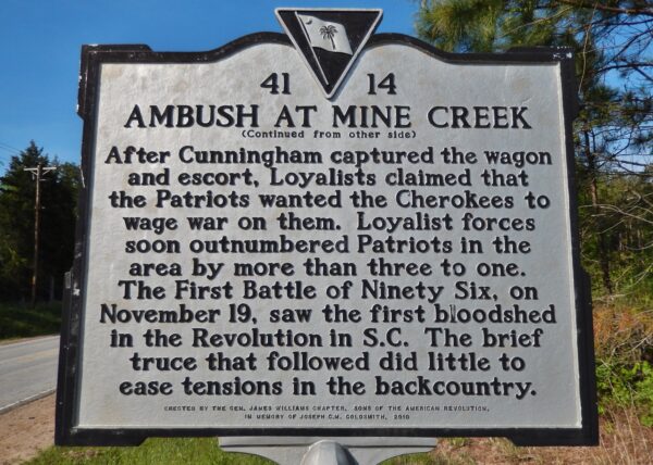 AMBUSH AT MINE CREEK WAR MEMORIAL MARKER BACK