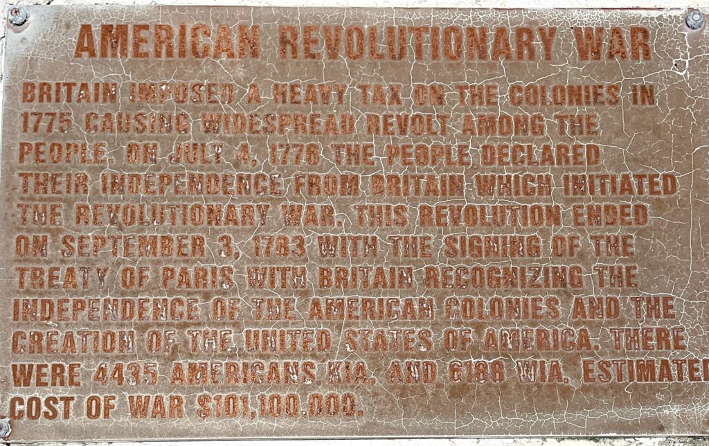 MELBOURNE AMERICAN REVOLUTIONARY WAR MEMORIAL PLAQUE