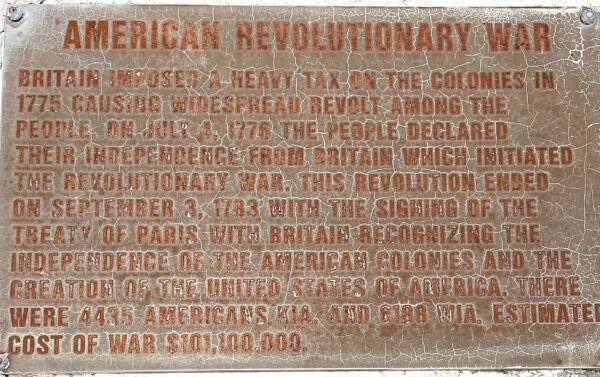 MELBOURNE AMERICAN REVOLUTIONARY WAR MEMORIAL PLAQUE