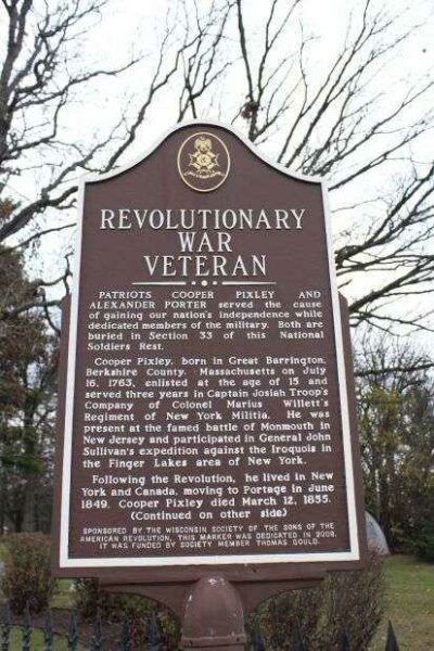 REVOLUTIONARY WAR VETERAN MEMORIAL MARKER FRONT