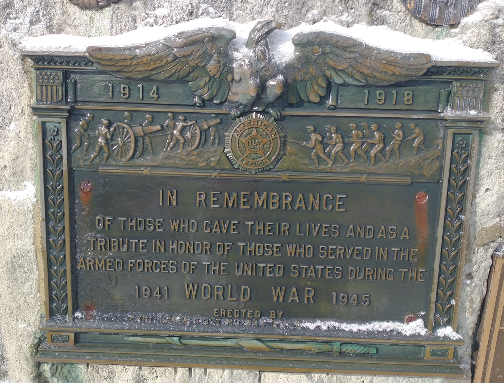 AMERICAN LEGION POST NO. 344 1941 WORLD WAR 1945 MEMORIAL PLAQUE