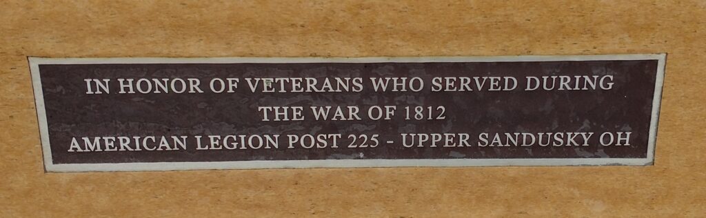 VETERANS OF WAR OF 1812 MEMORIAL BENCH PLAQUE