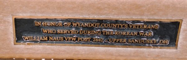 WYANDOT COUNTY’S KOREAN WAR VETERANS MEMORIAL BENCH PLAQUE