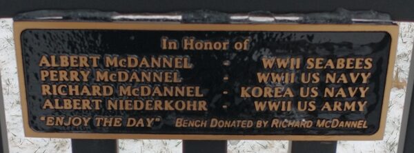 “ENJOY THE DAY” WAR MEMORIAL BENCH PLAQUE