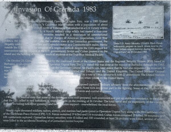 HILLSBOROUGH COUNTY INVANSION OF GRENADA MEMORIAL PLAQUE