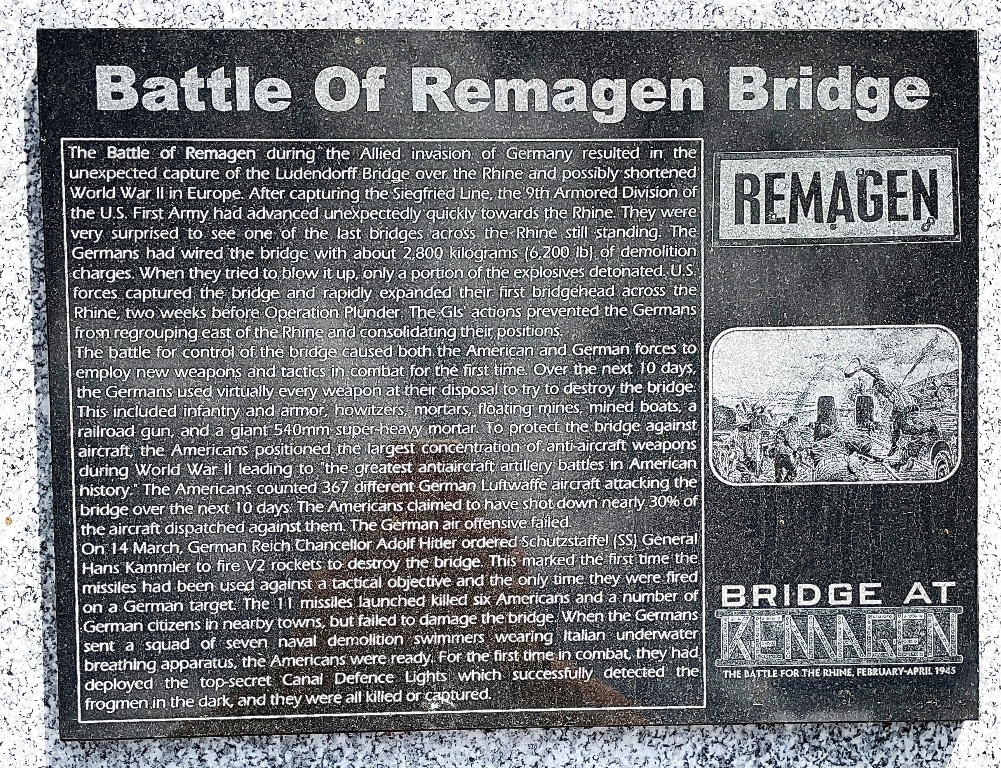 HILLSBOROUGH COUNTY BATTLE OF REMAGEN BRIDGE MEMORIAL PLAQUE