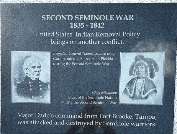 HILLSBOROUGH COUNTY SECOND SEMINOLE WAR MEMORIAL PLAQUE