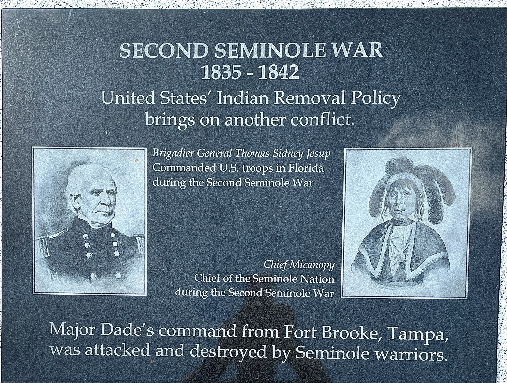 HILLSBOROUGH COUNTY SECOND SEMINOLE WAR MEMORIAL PLAQUE