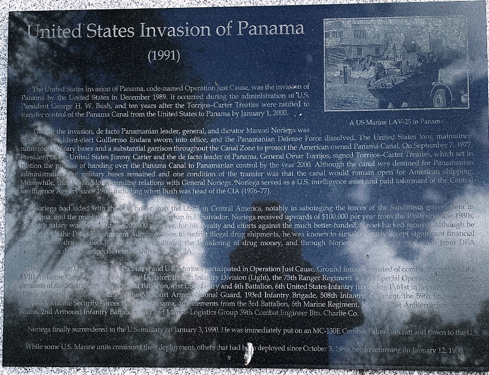 HILLSBOROUGH COUNTY UNITED STATES INVASION OF PANAMA MEMORIAL PLAQUE