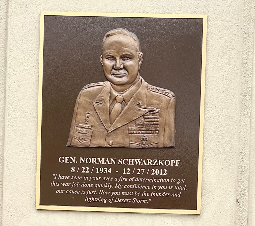 GEN. NORMAN SCHWARZKOPE WAR MEMORIAL PLAQUE A