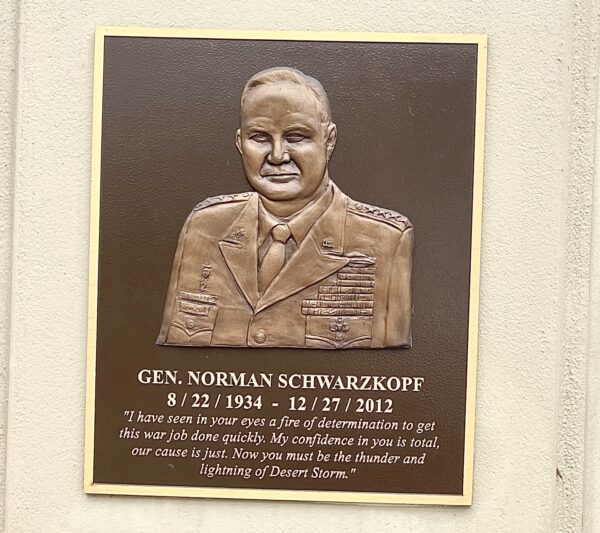 GEN. NORMAN SCHWARZKOPE WAR MEMORIAL PLAQUE A