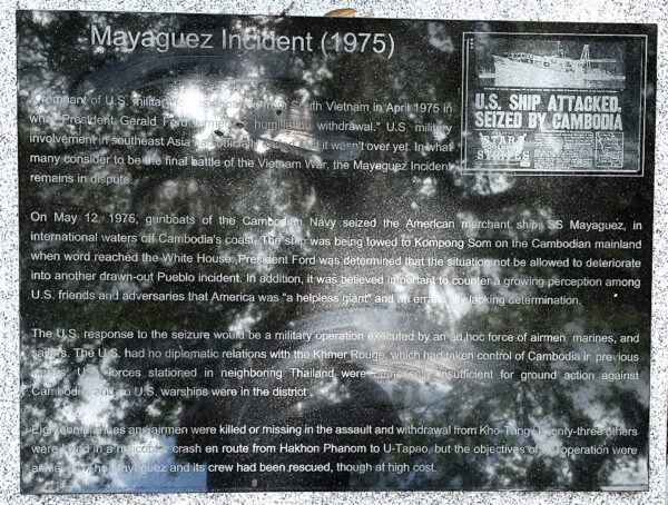 HILLSBOROUGH COUNTY MAYAGUEZ INCIDENT MEMORIAL PLAQUE