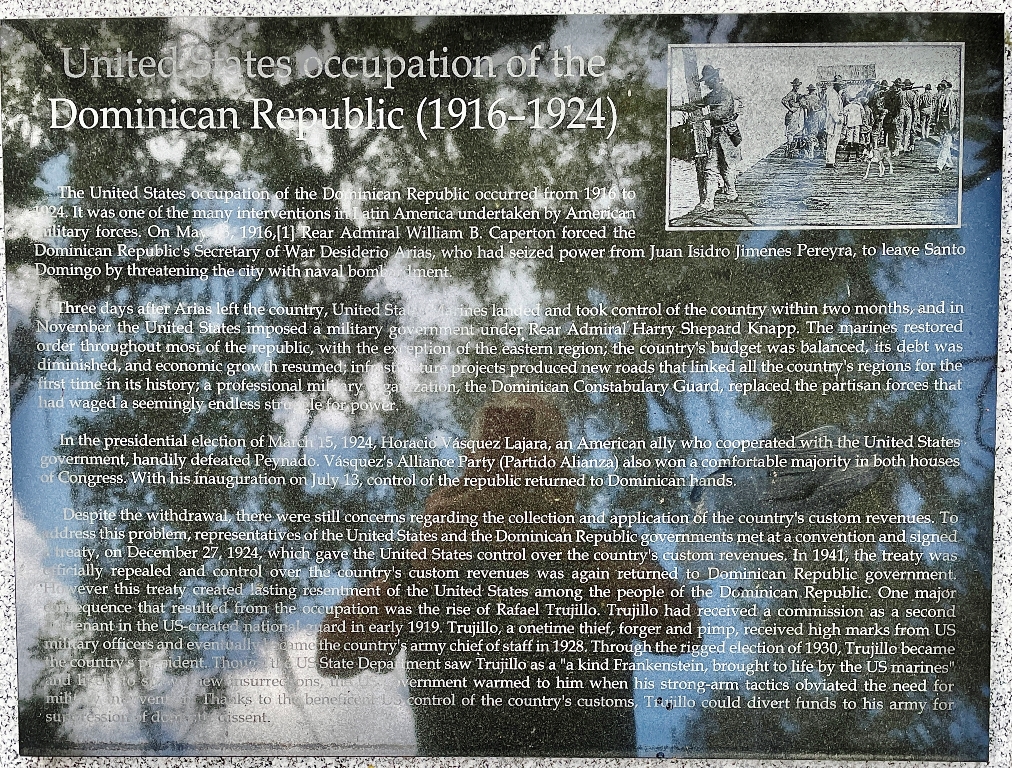 HILLSBOROUGH COUNTY UNITED STATES OCCUPATION OF THE DOMINICAN REPUBLIC (1916-1924) MEMORIAL PLAQUE