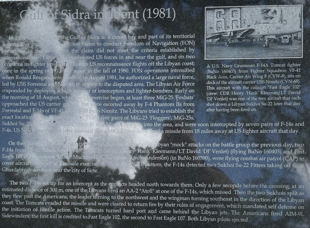 HILLSBOROUGH COUNTY GULF OF SIDRA INCIDENT MEMORIAL PLAQUE