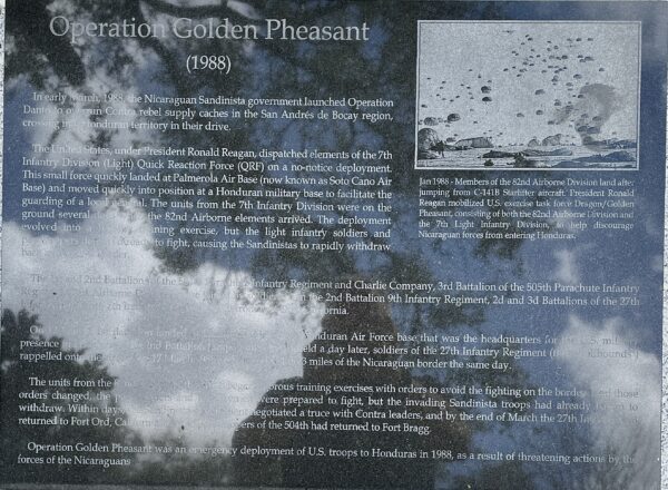 HILLSBOROUGH COUNTY OPERATION GOLDEN PHEASANT MEMORIAL PLAQUE