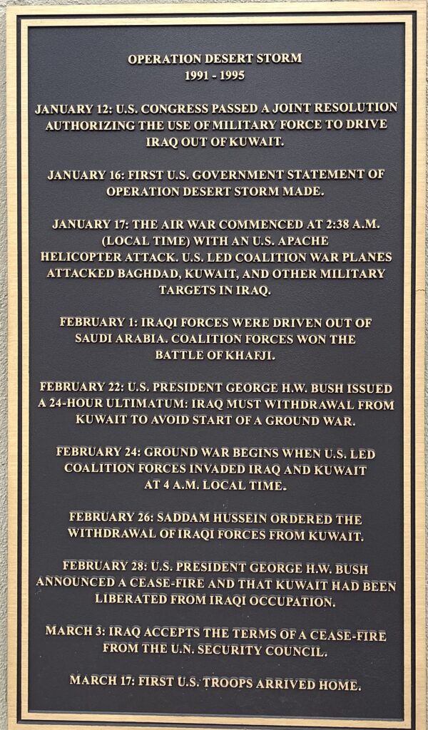 HILLSBOROUGH COUNTY OPERATION DESERT STORM MEMORIAL PLAQUE