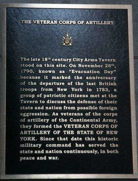 THE VETERAN CORPS OF ARTILLERY MEMORIAL PLAQUE