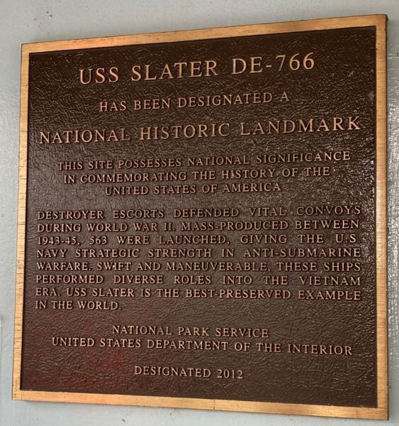 USS SLATER DE-766 WAR MEMORIAL SHIP PLAQUE