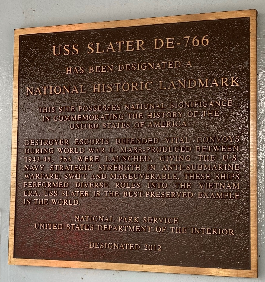 USS SLATER DE-766 WAR MEMORIAL SHIP PLAQUE